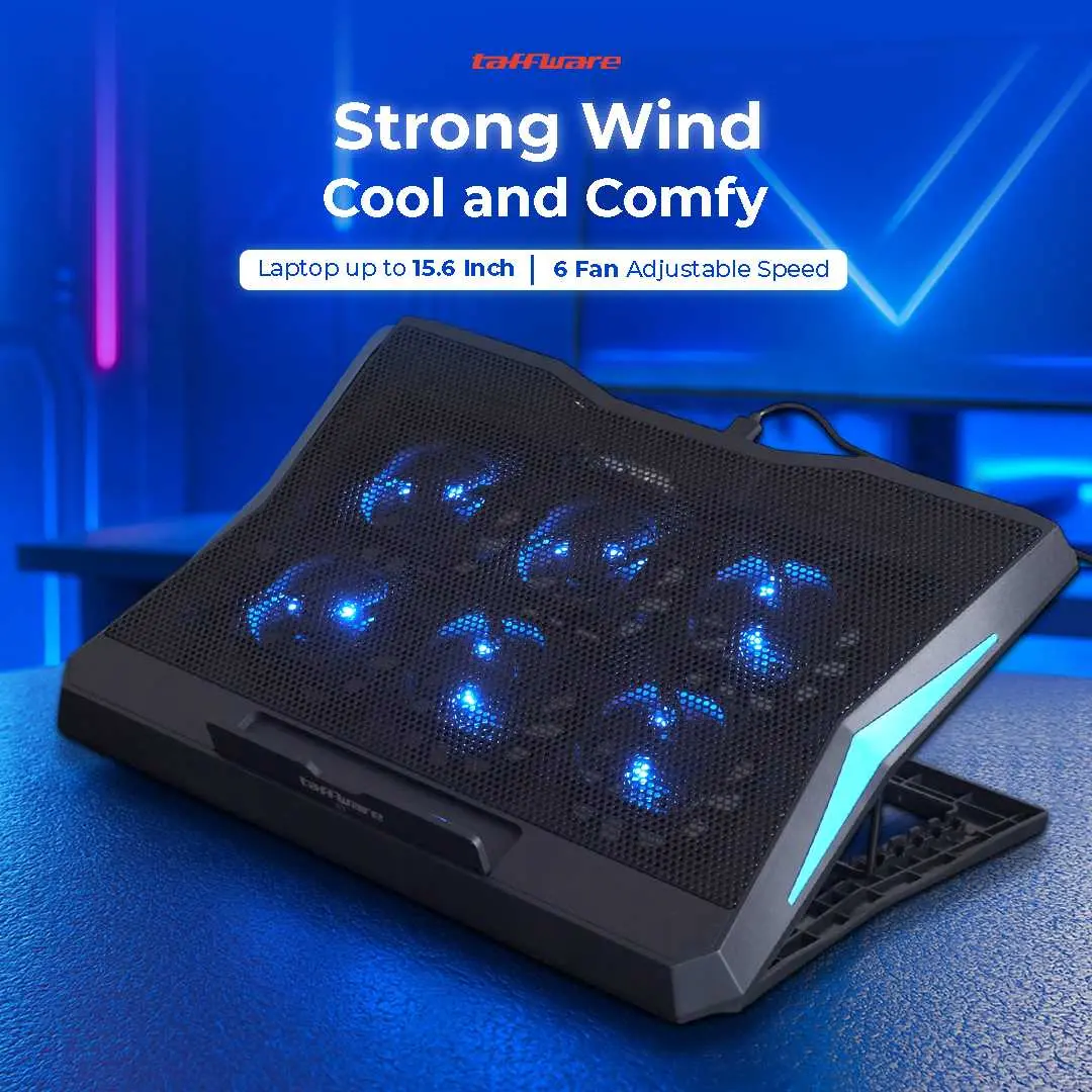 [ USEA x Taffware ] MC Cooling Pad Laptop Gaming Kipas Pendingin 6 Fan 15.6 Inch - Q3