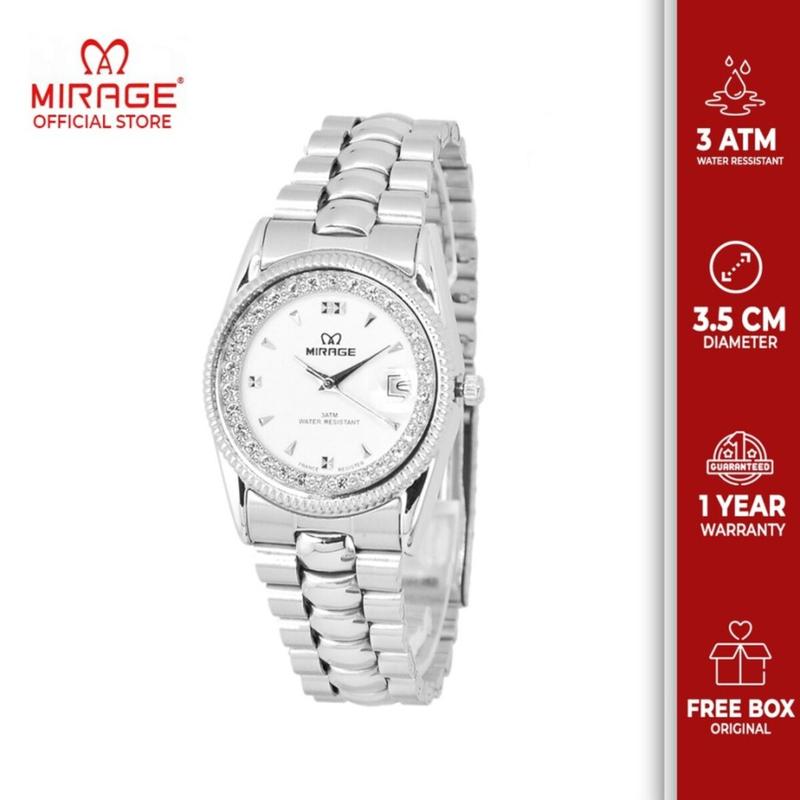 Mirage Watch - Jam Tangan Analog Wanita Casual Silver Permata RX M Tahan Air Kaca Stainless Watches 0