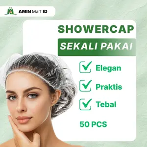 50 PCS - Shower Cap Plastik Bening Pelindung Rambut Kepala Mandi Hotel sekali pakai unisex