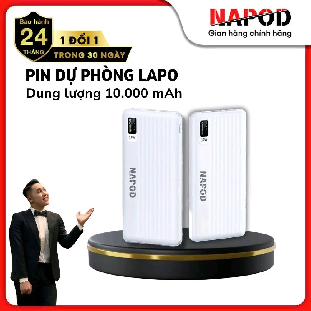 [VINHBANHBO] Pin sạc đự phòng 10000mah chính hãng NAPOD Chất liệu ABS mỏng nhẹ kèm cáp sạc micro