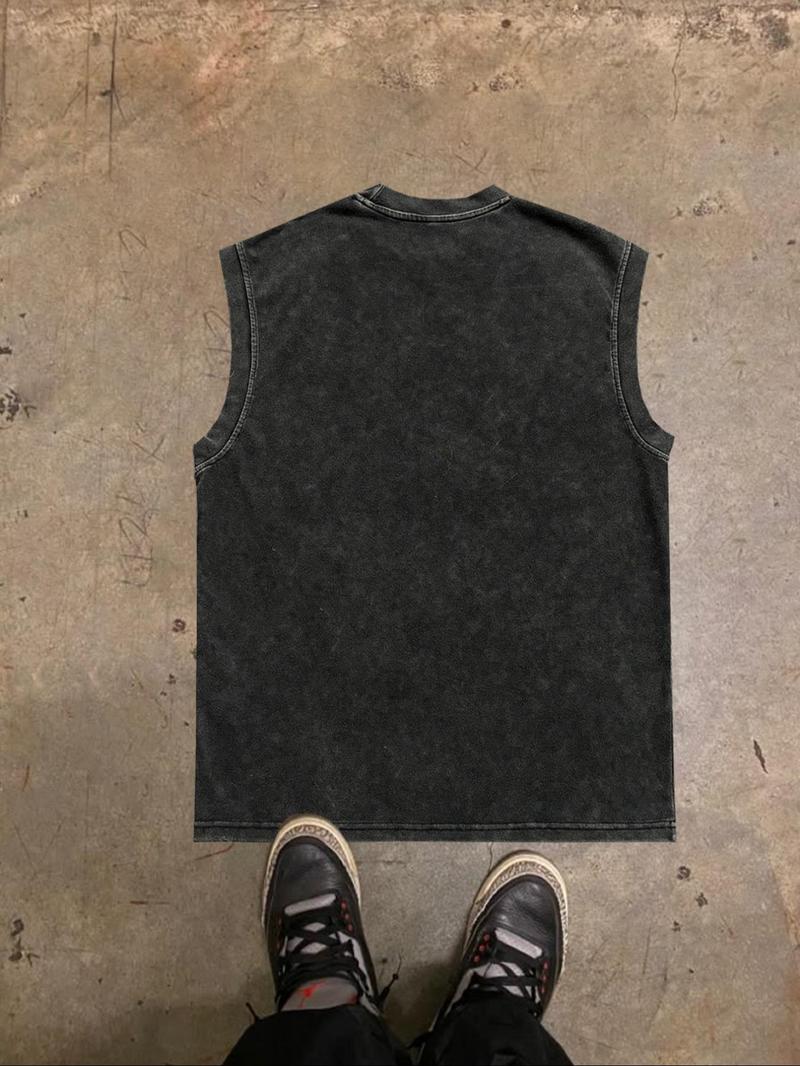 Product Introduction of Men's Butterfly & Letter Print Loose Tank Top, Casual Comfy Sleeveless Top for Summer, Fashion Men's Clothes for Daily Wear, Socks, Cotton 2