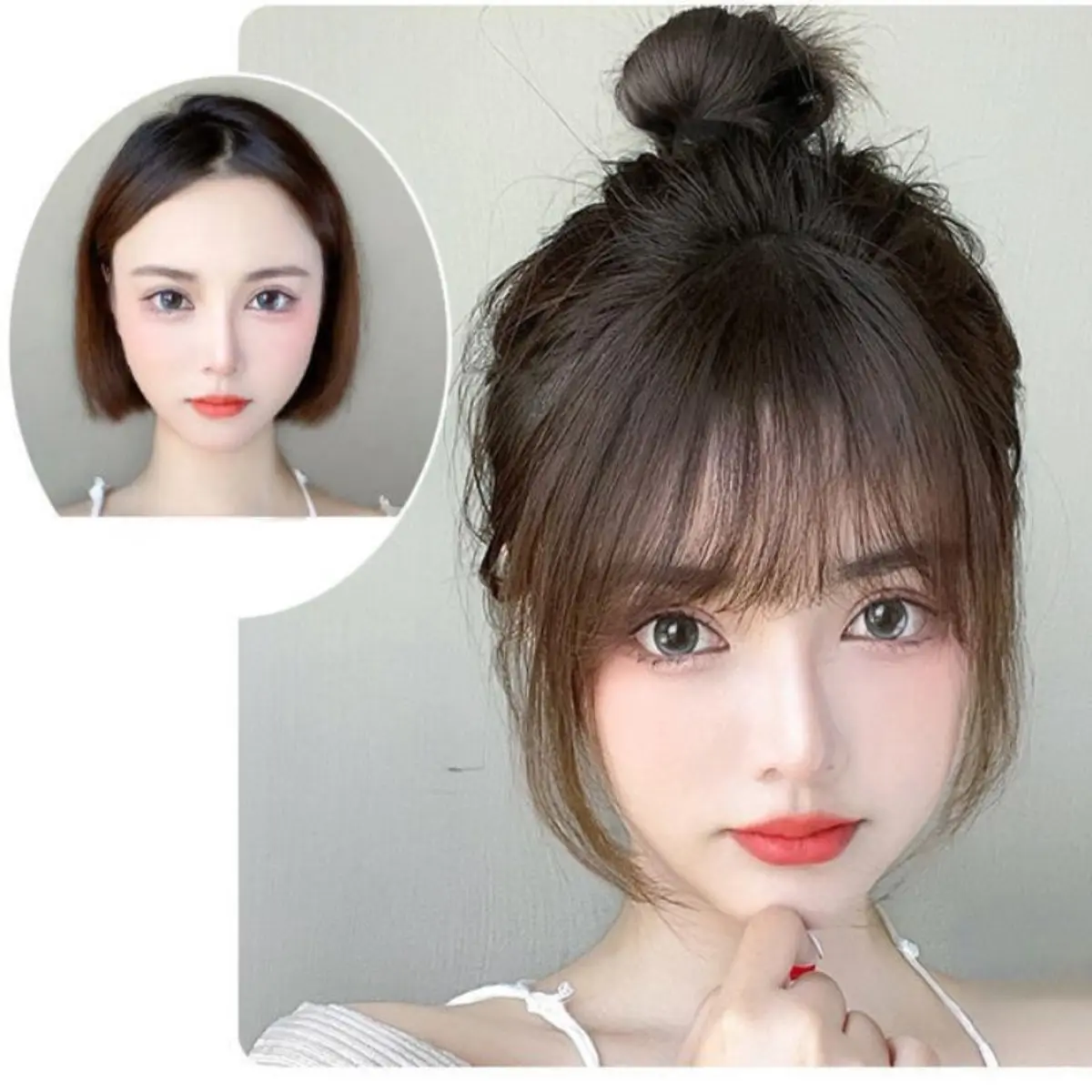 Tóc Mái Giả, Tóc Tổng Hợp, Sợi Tóc Tự Nhiên, Dành Cho Phụ Nữ, Tóc Nối, Tóc Giả Vô Hình Và Không để lại Dấu, Dụng Cụ Tạo Kiểu Tóc Wig