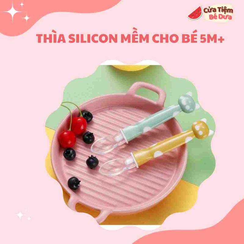 ( PHẢI MUA KÈM) Các loại Thìa ăn dặm silicon siêu mềm an toàn cho bé, thìa mèo 0