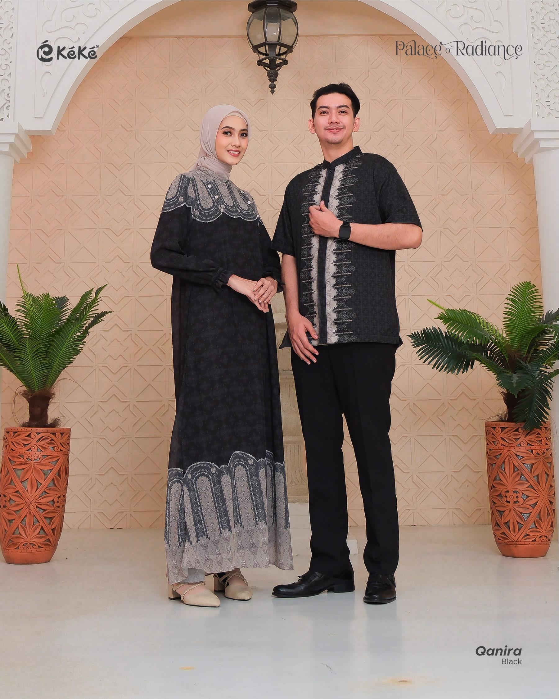 Qanira Series Black Sarimbit Keluarga Lebaran 2026 Gamis Koko Couple Set Satuan by Keke Busana