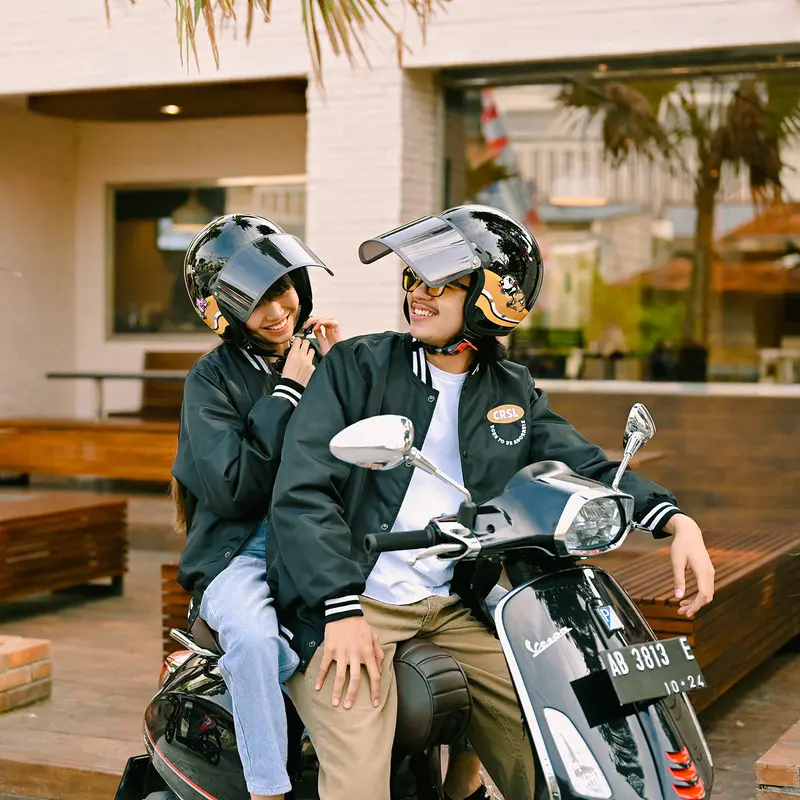 CRSL Bonnie Helmet | Helm Dewasa | Helm Motor Retro Vintage I Headwear Hat Black I Pelindung Kepala I Helmet Rider Motorcycle I Bogo Unisex Pria Wanita 1