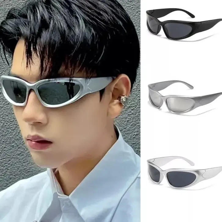 TRENDY Kacamata Steampunk Hitam Bersepeda Cyberpunk Hip Hop Punk Gaya Retro Eropa Olahraga Wanita Dan Pria Frame Lensa