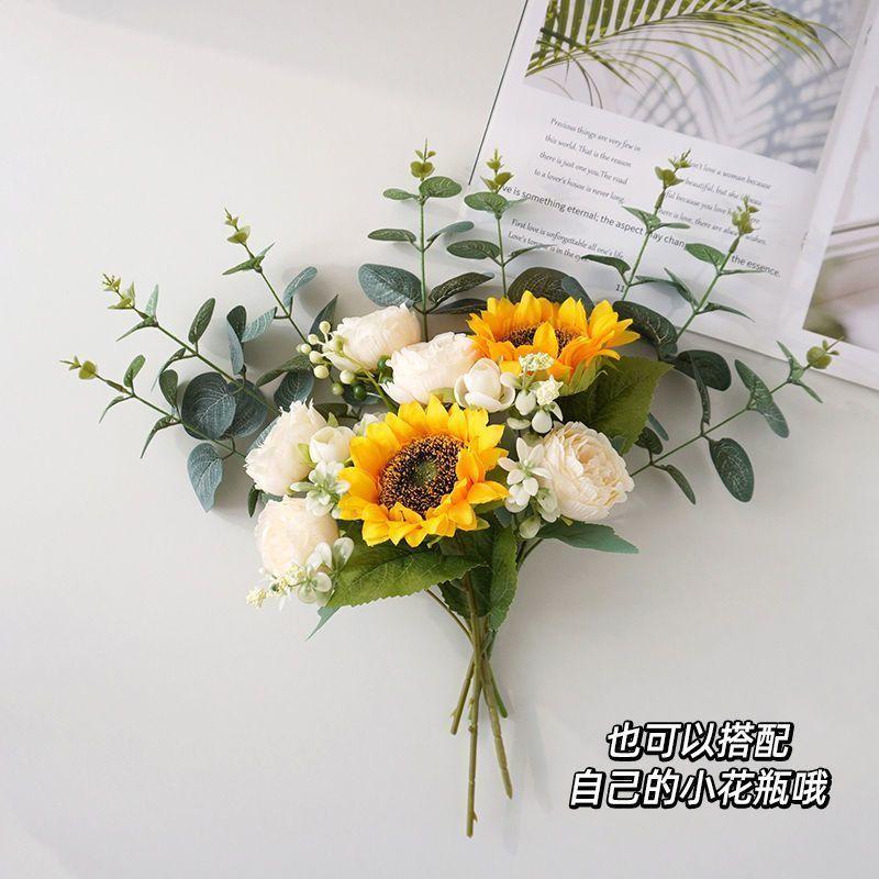 Product Introduction of [30 Days Hot Sale 5050 Pieces] Ins Style Sunflower Artificial Flowers Bouquet Home Decor Living Room Desktop Paper Bag Decoration Photo Props 16