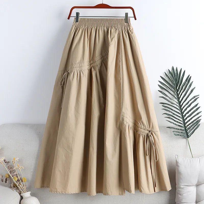 Chân Váy Chữ A Bồng Bềnh Dài Trung Bình Cạp Cao Bó Sát Dây Buộc Bất Đối Xứng Mới Mùa Hè 2023, Váy Nửa Dành Cho Phụ Nữ, Phong Cách Ins 0