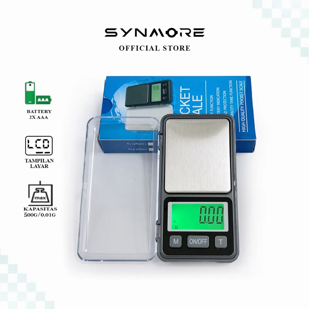 Synmore Timbangan Emas Mini Digital 500 Gram / 0.01 Gram Saku Perhiasan Pocket Scale