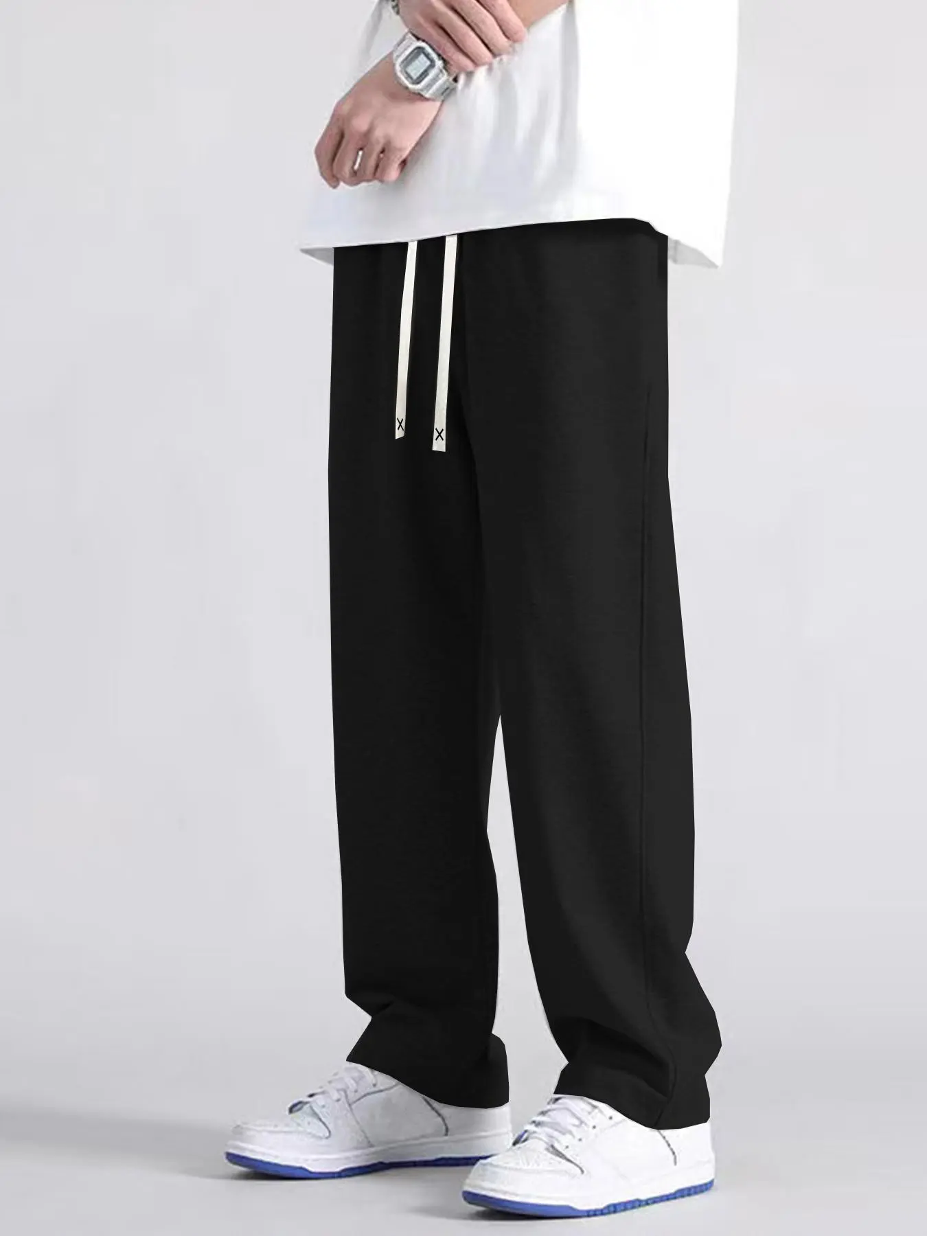 Men's Solid Color Drawstring Waist Sports Pants, Casual Comfy Breathable Pants for Daily Wear, Men's Sportswear for Fall & Winter, Boyfriend Sweatpants