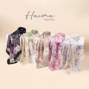 Hijab Segi Empat Motif Syar'i 130x130 Voal Sublime Premium / Bahan Adem