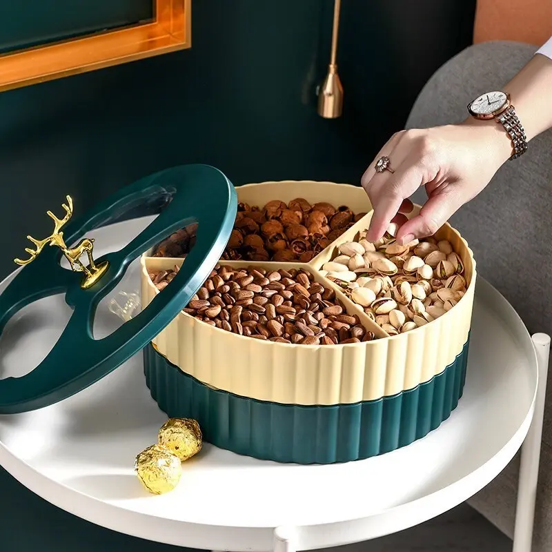 Khay Mứt Tết Hộp Bánh Kẹo Tết Cao Cấp, Sang Trọng, Hiện Đại Phong Cách Châu Âu, Khay Mứt Hươu Chống Bụi 2