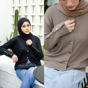 CILA CARDY BUTTON by Dippew | Atasan Wanita Rib Cotton Cardygan Fashion