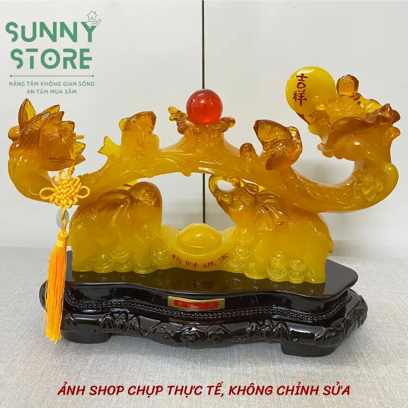 Tượng gậy như ý, Gậy như ý phong thuỷ, Cặp voi đỡ, Tượng phong thủy, Decor Trang trí nhà cửa, Quà tặng ý nghĩa - SUNNY 3
