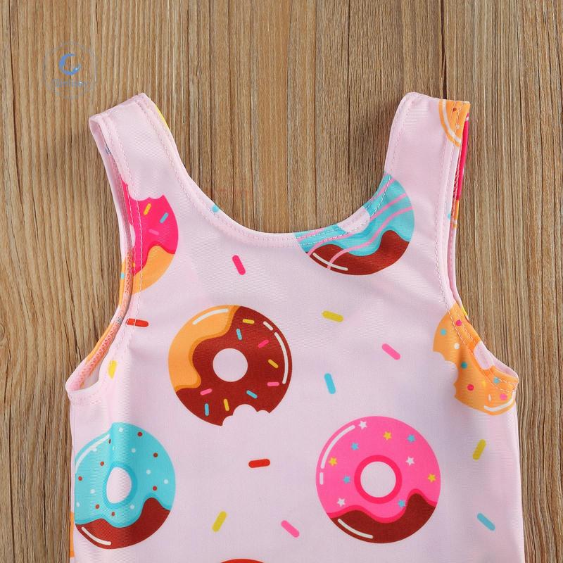 Qinlisey Breathable Little Girls One-piece Swimsuit, Summer Children Cute Crab/Donut Printing Sleeveless Swimwear for Vacation 5