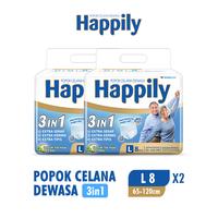 Gambar HAPPILY Popok Celana Dewasa 3in1 L8 BAG x2 dari Wings Indonesia Kab. Bekasi 1 Tokopedia