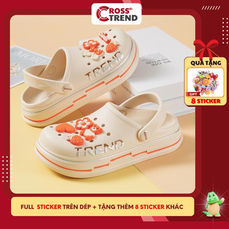 [TẶNG 8 STICKER] Dép sục nữ, Dép cross nữ mới nhất 2024 đế cao 2,5cm dễ thương xinh xắn có quai hậu phong cách girl phố chống trơn trượt  GiàY  CROSS TREND DéP Shoes
