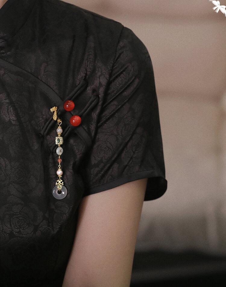 Product Introduction of Leisure Fun Pearl Cheongsam Overlapping-Weight Ornaments Tea Clothes Brooch Pendant Han Dynasty Buckle Accessories New Chinese Style Accessories 7