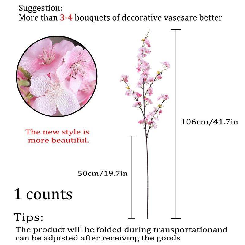 Spring Home Decor Artificial Cherry Blossom, 1 Count Fake Flower For Home Living Room Party Decor 1
