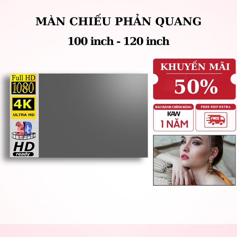 Màn chiếu treo tường - Màn chiếu phản quang KAW 100 inch, 120 Inch giúp máy chiếu sáng thêm gấp 5 lần, gấp gọn Phụ Kiện máy chiếu máy chiếu  cảnh 4k wireless projector