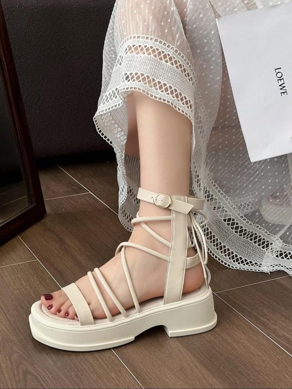Women's Fashionable Solid Color Side Zipper Sandals, Casual Versatile Platform Sandals for Summer, Lightweight Breathable Comfortable Shoes for Daily Wear, Girl 5