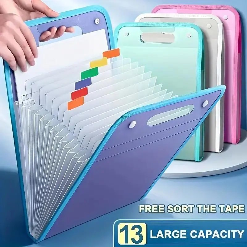 A4 Vertical File Organizer, 13 Pockets Waterproof Document Holder, Multi-color Office Storage Folder, Office Stationery & Supplies 2