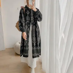 Syamaita - Tamara Outer Tunik Motif Batik Kancing Busui dan Wudhu Friendly Material Foam Emboss Premium Muslim