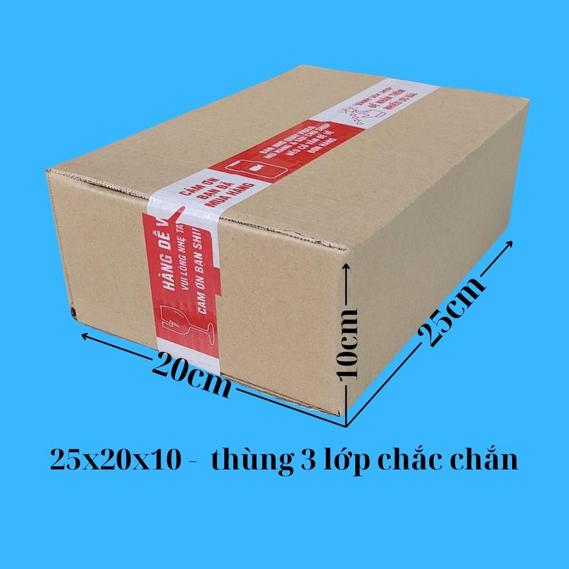 Size 25x20x10 -50 Cái Thùng Carton Đóng Hàng, Thùng Giấy 3 lớp cứng chắc chắn, hộp carton