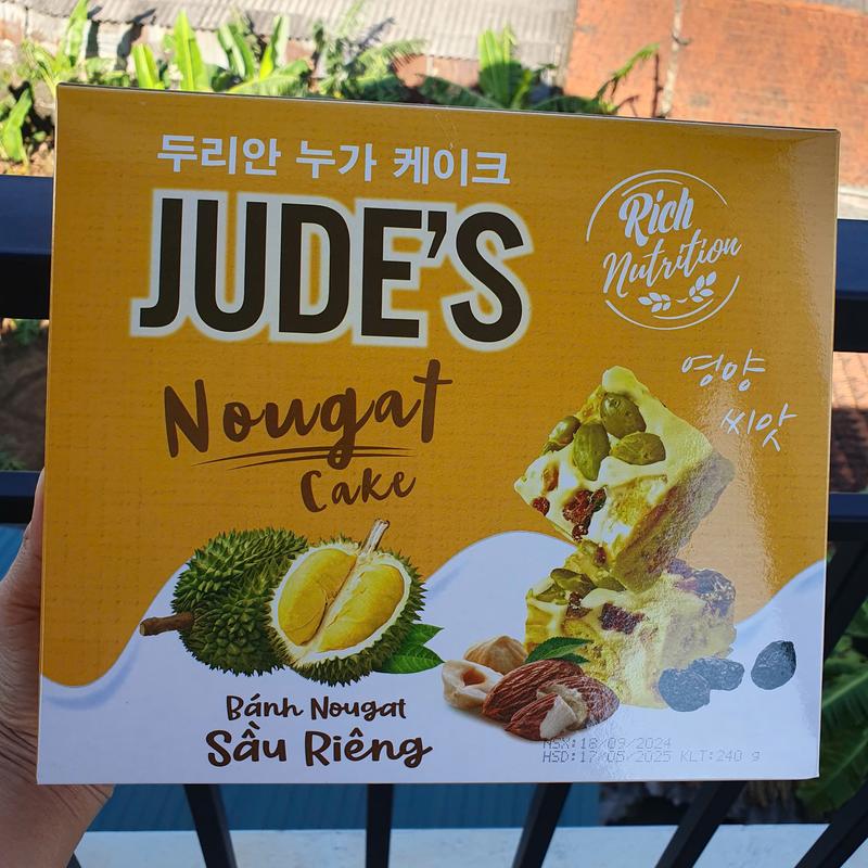 Bánh nougat - Vị Sầu Riêng Hộp 240G - Kẹo hạnh phúc - Ăn vặt healthy - Vị ngọt nhẹ tự nhiên mềm dẻo.