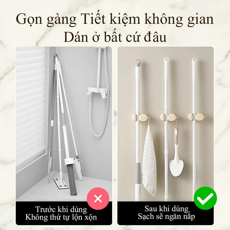 Giá Treo Chổi Và Cây Lau Nhà, Treo Tường, Có Móc Siêu Chắc Chắn, Chất Lượng Cao, Đa Năng, Móc Treo Tường 5