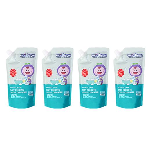 UniLove Baby Feeding Bottle Cleanser 500ml Pack of 4 - Natural Ingredients | Paraben-Free | No Chemical Residues | Gentle on Hands | Perfect for Cleaning Bottles, Nipples and Pacifiers