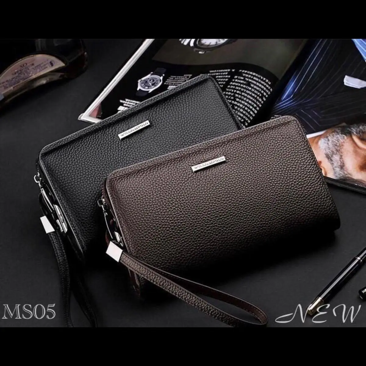 MS05 - Ví Clutch Cầm Tay Kẹp  Nách William Polo Da Bò Cho Nam Kem Khóa Số Bảo Mật - HHG Store
