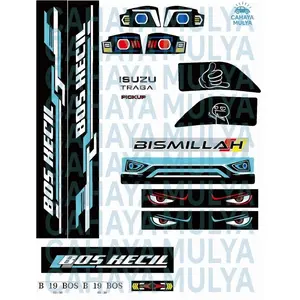 Stiker miniatur ISUZU TRAGA A4 bahan crhomo