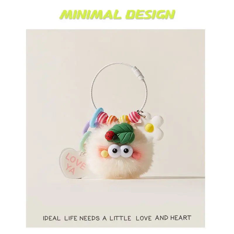 Original Cute Blush Ladybug Car Briquette Schoolbag Handbag Pendant Plush Doll Pendant Key Ring Doll
