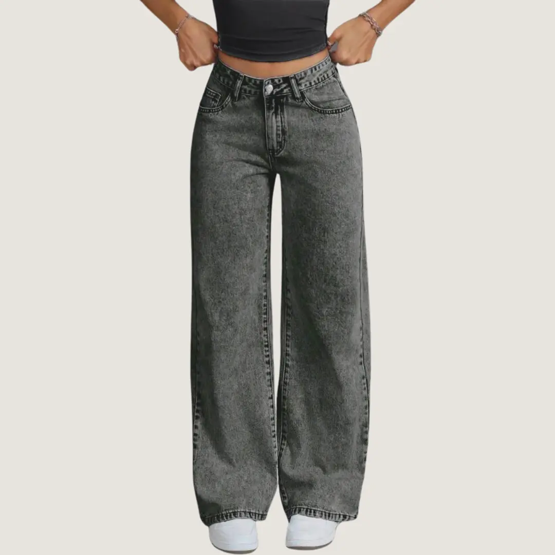 Kit 3 Calça Jeans Wide Leg Pantalona Cintura Alta Jeans
