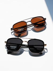 Lentes de sol polarizados unisex vintage, lentes de sol de doble puente casuales y modernos para viajar, accesorios de moda para actividades al aire libre,gafas de sol