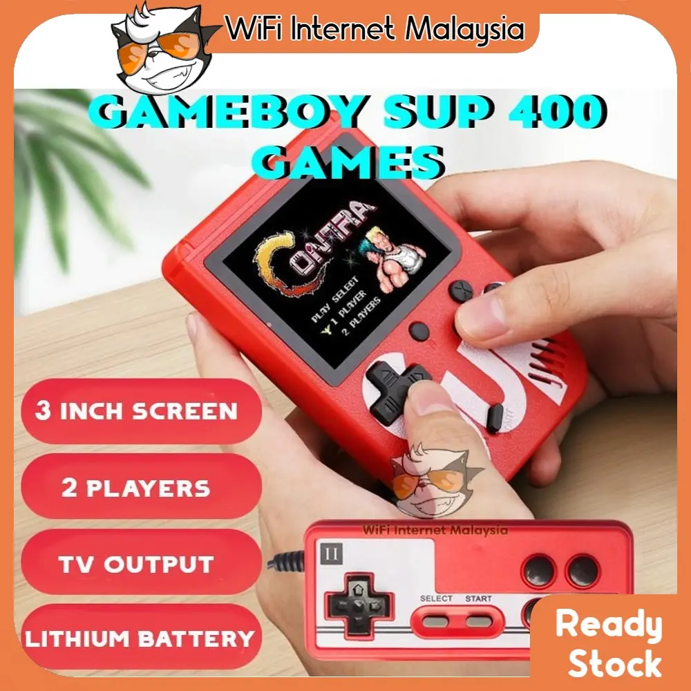 400 Games Brand Retro Mini Gameboy Game Console Emulator Built-In Red Black