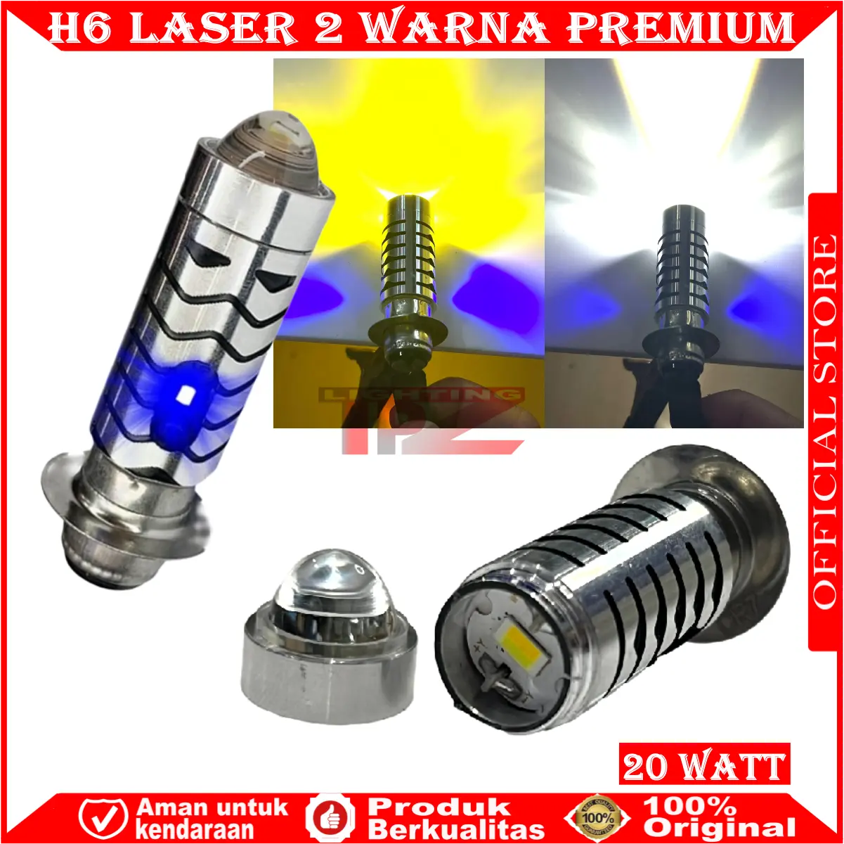 LAMPU MOTOR LED H6 LASER 2 WARNA LAMPU MOTOR UNIVERSAL AC DC LASER GUN