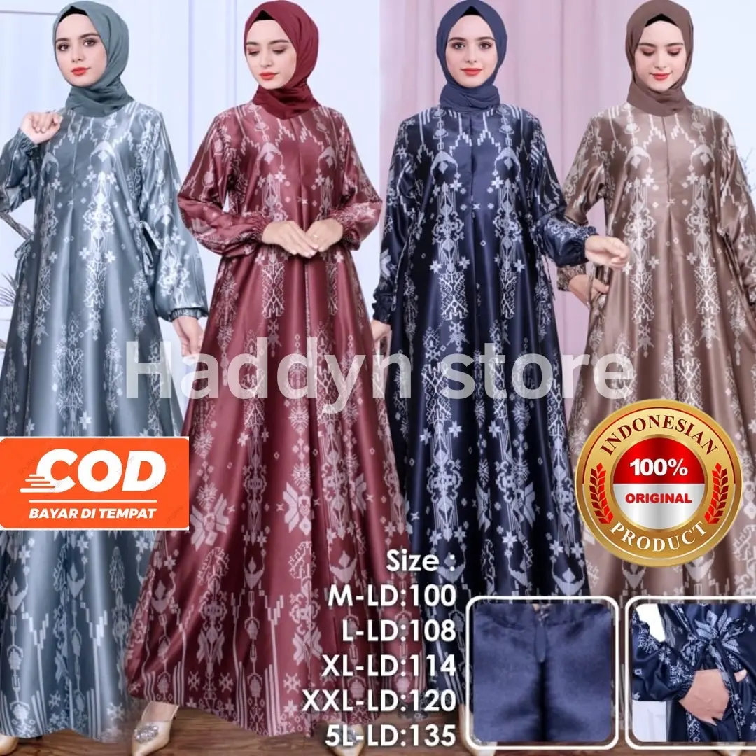 Fatiya Dress | Gamis Silk |Gamis Motif Silk | Gamis Motif Pesta Terbaru |Gamis Kondangan Mewah Wanita Silky Kantong Muslim Remaja Belah Samping Karet Kondangan Maxi Lembut Dewasa Lebaran