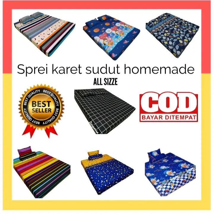 Sprei Homemade Satu Set Sarung Bantal Guling 180x200 160x200 140x200 120x200 90x200 Kain