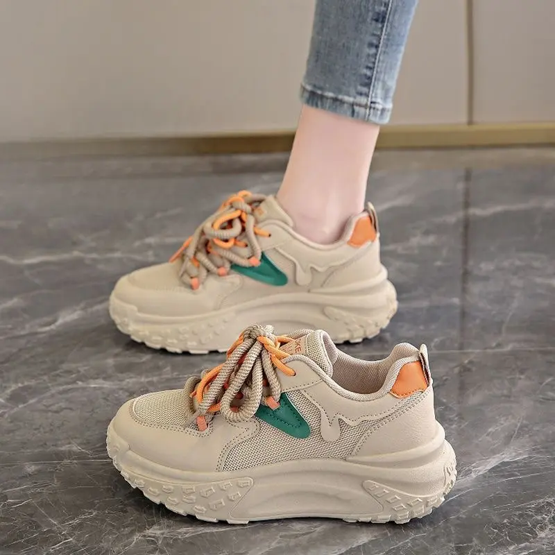 Giày Nữ, Dad Shoes, Dành Cho Mùa Lò Xo Và Mùa Hè, Hàng Mới Về 2024, Giày Lưới Dễ Phối Đồ Kiểu Thang Máy, Đế Dày, Giày Thể Thao Thường Ngày Sneaker