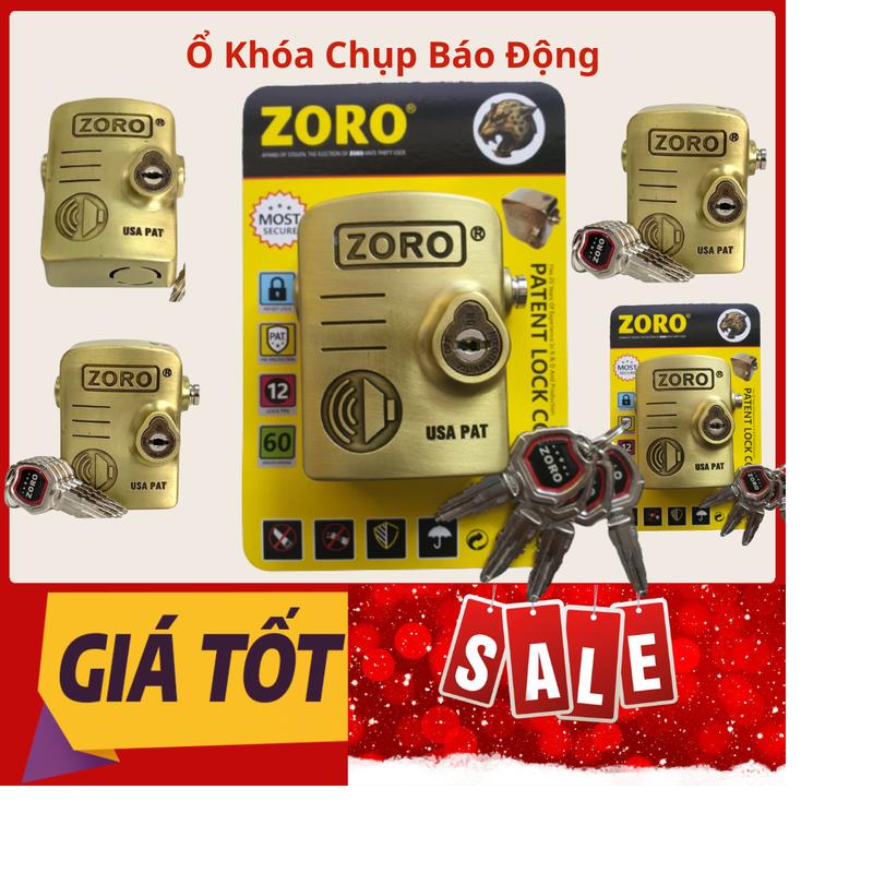 (Chụp Báo Động) Ổ Khóa Chụp Cửa Báo Động ZORO 7P Kim Loại Thiết Kế Chống Cắt Toàn Diện, Ổ Khóa Công Nghệ Mỹ 4 chìa Bảo mật cao Bảo Vệ Khoen Cửa Chống Trộm An Toàn