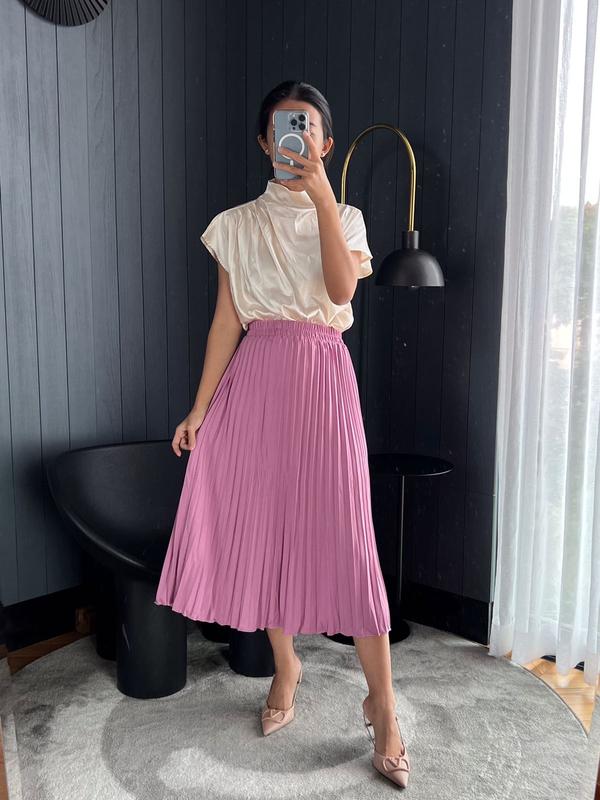 Rok Plisket Midi / Rok Plisket Tanggung / Rok 7/8  / Plisket Premium / Pleated Skirt 7