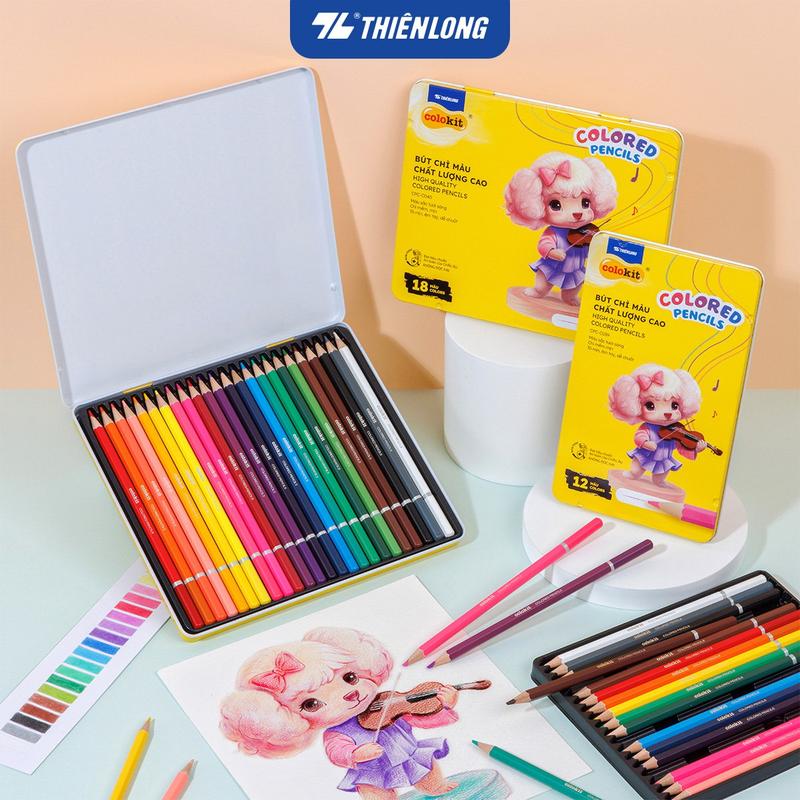 Bút chì 12/18/24 màu hộp thiếc Colored Pencils Thiên Long Colokit