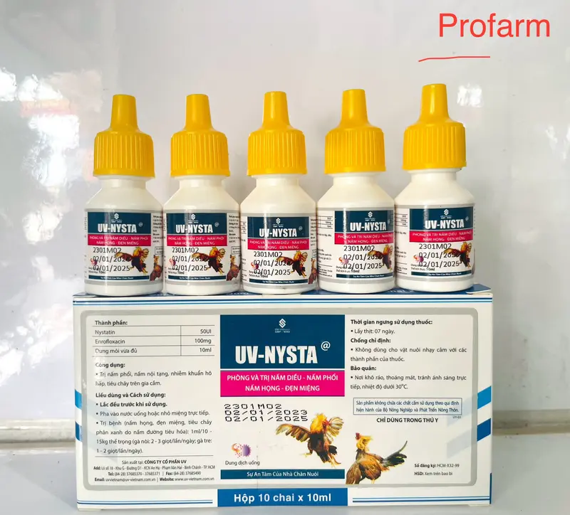 UV Nista (10 ml) Nấm diều, họng, tiêu hoá, phân xanh, phân trắng trên gà đá, chim kiểng và thú cưng - Profarm 1