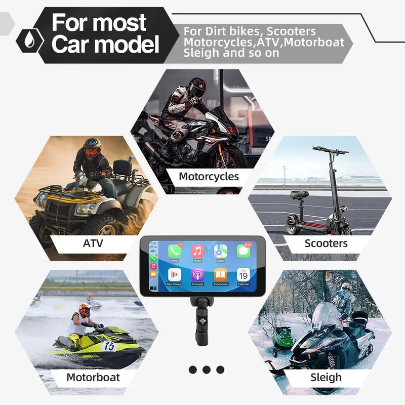 6.5 Inch Motorcycle Smart Screen, Touch Screen Portable Android Auto Bluetooth-compatible Anti-theft Waterproof GPS Navigation, Dashboard, Car Camera 7