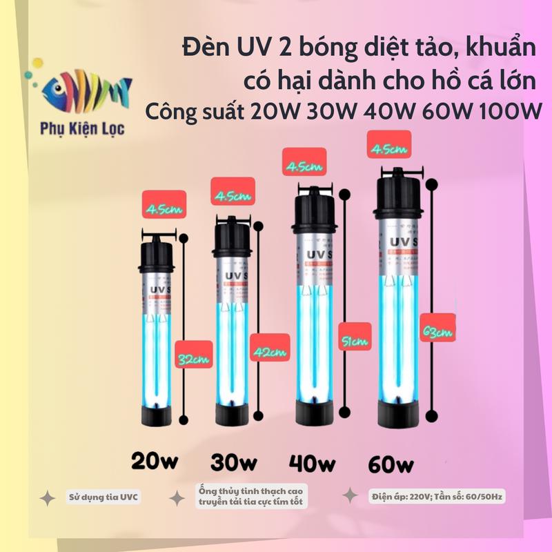Đèn UV Creator công suất 30W 40W 60W 100W rêu tảo khuẩn có hại cho cá cảnh hồ Koi