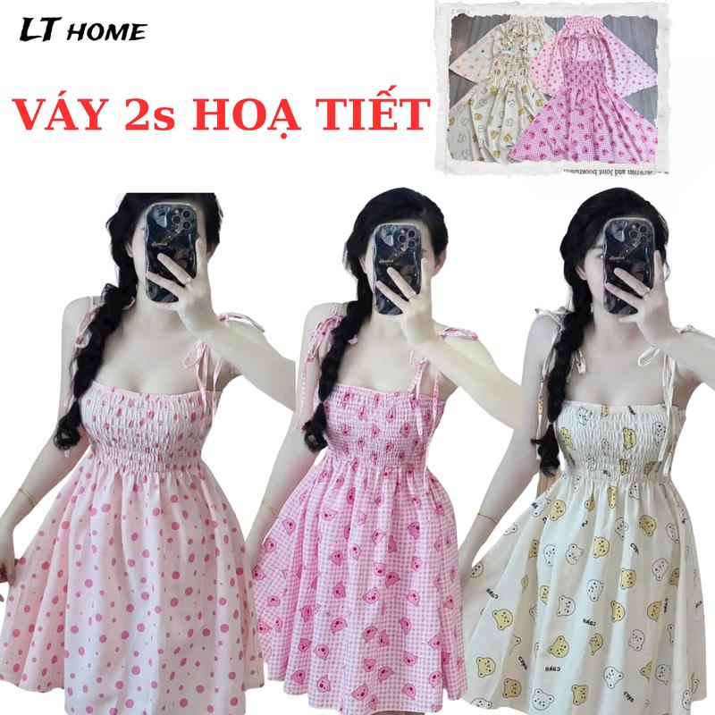Đầm 2 dây dáng dài  xinh xắn form xòe Lyihome, đầm lên form chuẩn đẹp tiểu thư bánh bèo