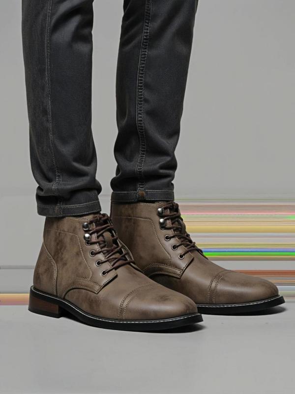 Men's Fashionable Retro Boots, Casual Comfortable Ankle Boots for Men, Fashionable Boots for Daily Wear, Boy 1
