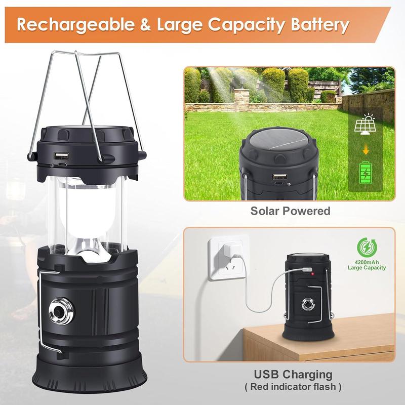 Product Introduction of Solar Powered Flashlight Lamp, Outdoor Camping Lamp, Usb Charging Hand Lamp, Suitable for Camping Hiking Fishing Expedition, Travel Accessories 5